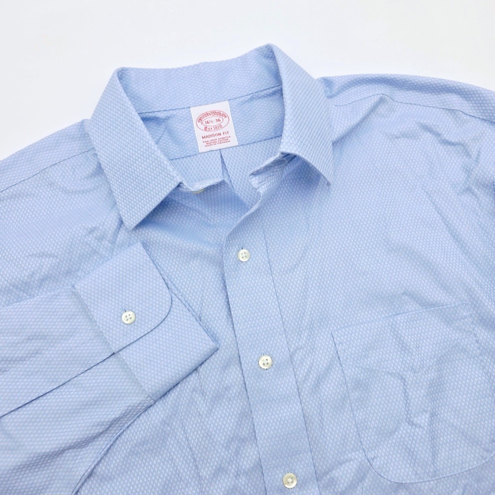 Brooks Brothers Madison Fit Blue Diamond Non-Iron Supima Cotton Shirt 16.5 36